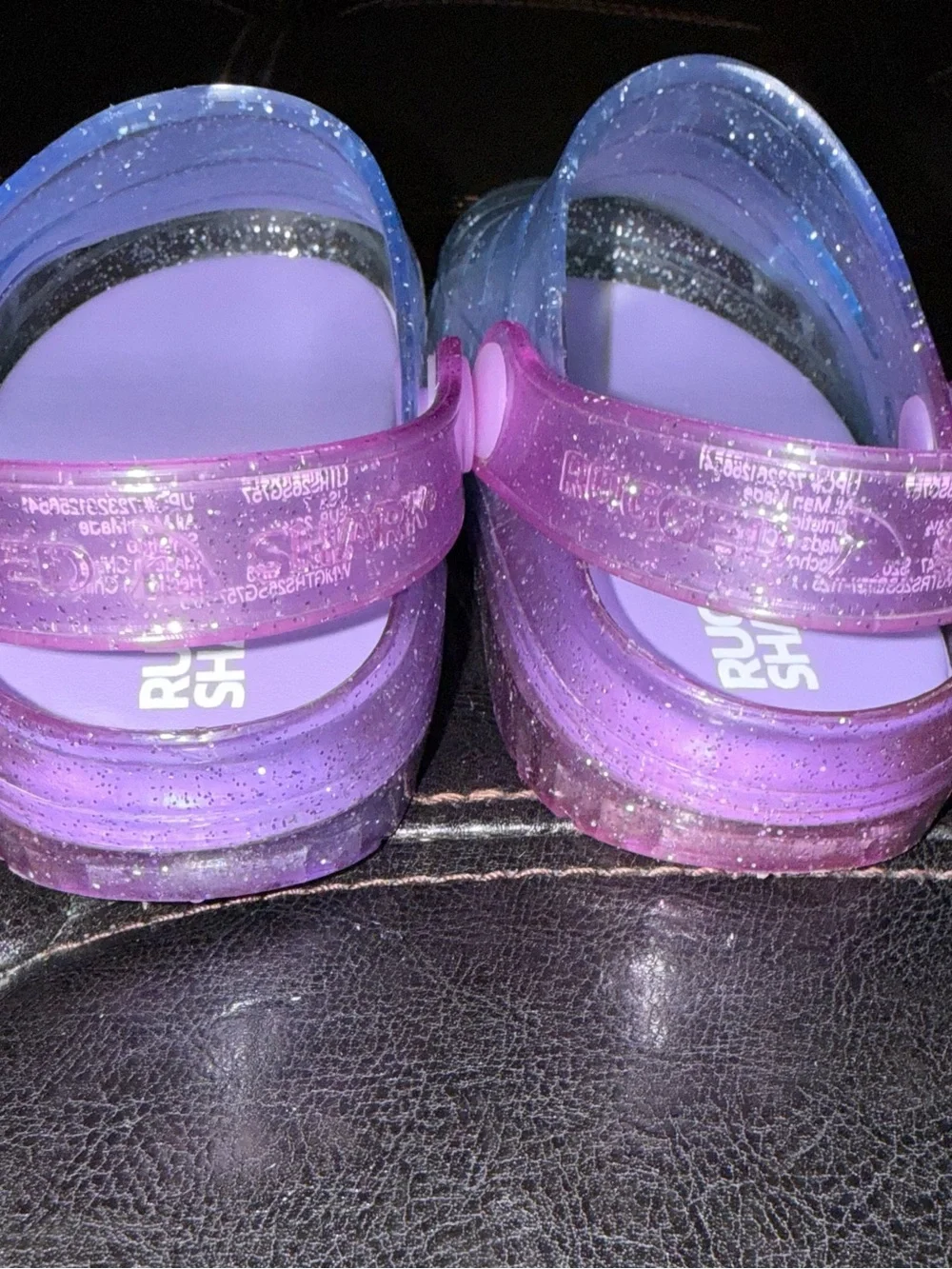 Rugged Shark Sparkle Ombre Kids Clogs with Pink Strap